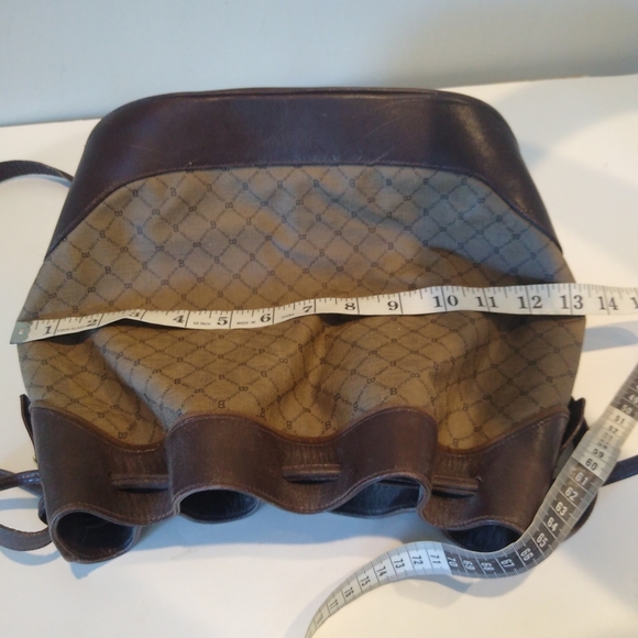 Bally Monogram Logo Bucket Bag Taupe Leather Drawstring Handbag Purse  Designer - Picture 9 of 14